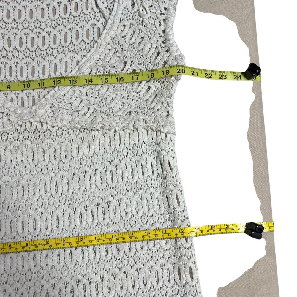 Milly Cabana Crochet Mini Dress Deep V-Neck Cream Unlined Bohemian Size‎ Medium